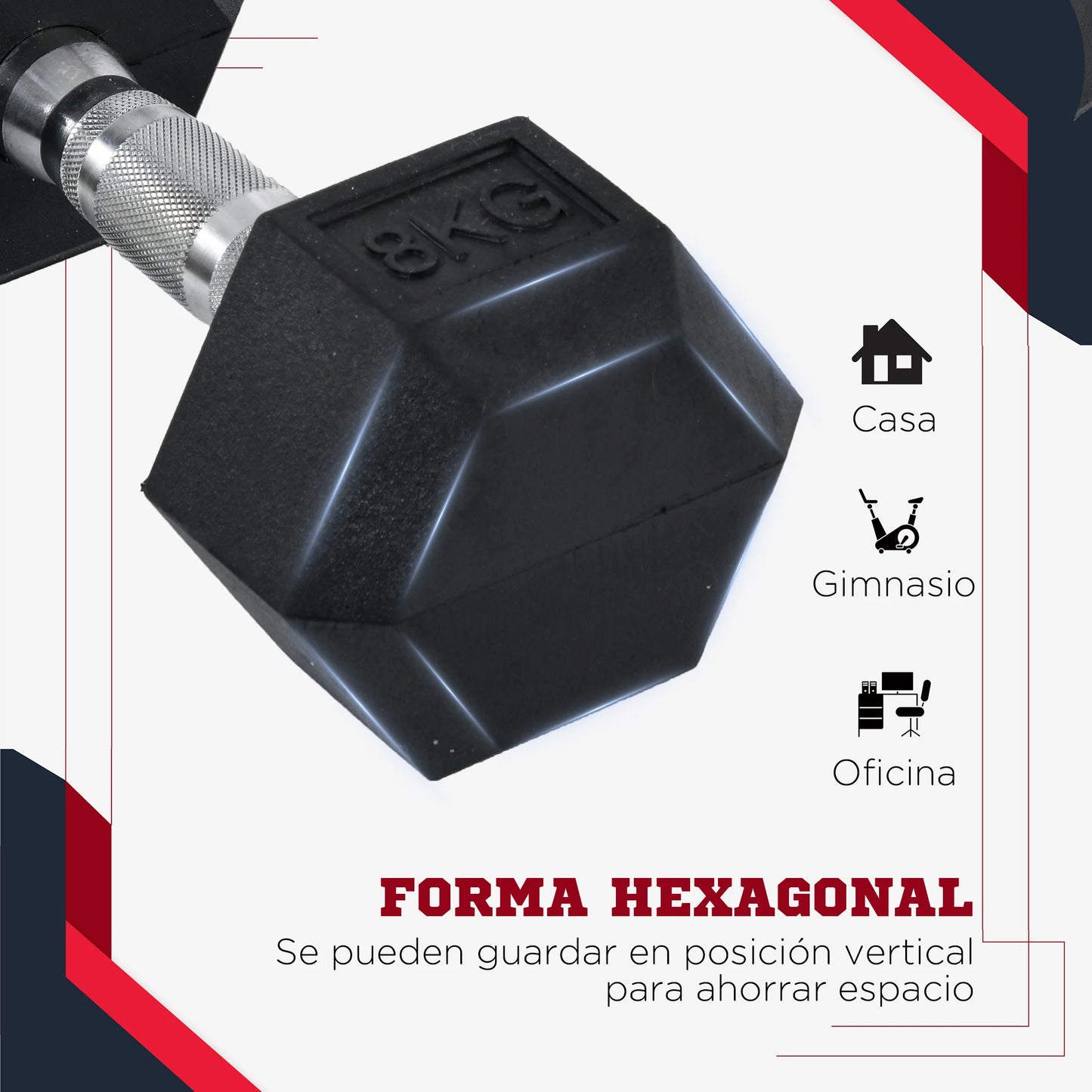 Set di manubri HOMCOM da 6 kg con barra di collegamento in metallo e testa esagonale, peso totale di 12 kg, per allenamento in casa, palestra, ufficio, nero e argento