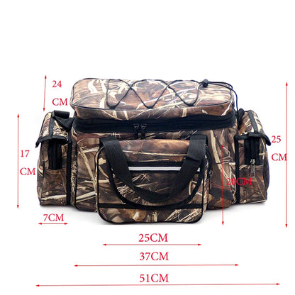 Borsa da pesca di grande capacità, marsupio multifunzionale impermeabile per esche, borse a tracolla per esterni, attrezzatura da pesca alla carpa PJ198
