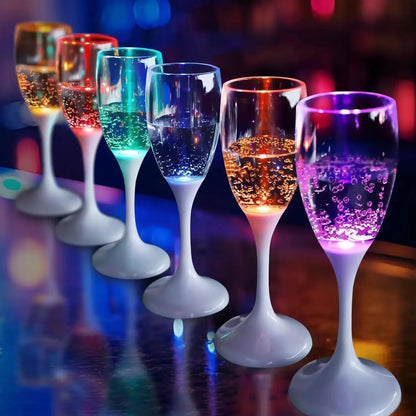 Bicchieri da vino e champagne con luci a LED, set da 6 bomboniere per adulti, bicchieri da champagne in plastica colorata che si illuminano