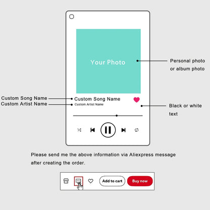Portachiavi Personalizzato con Foto e Canzone - Targhetta Acrilica con Immagine e Nome Branco Musicale, Regalo Unico e Creativo