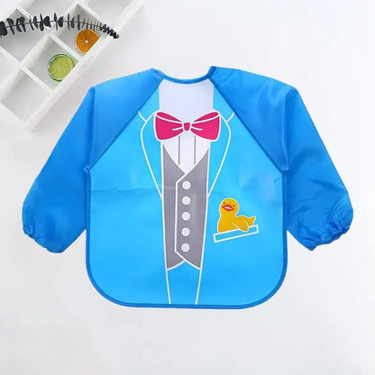 Bavaglini per Bambini 0-3 Anni - Bavaglini Impermeabili a Manica Lunga con Tasche, Design Colorato e Divertente per Pappa e Disegno