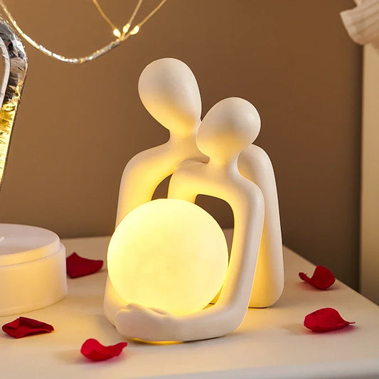 Lampada da tavolo per coppia minimalista in stile nordico, accessori per la decorazione della camera da letto, decorazione estetica della stanza, decorazione natalizia, regalo per la decorazione della casa