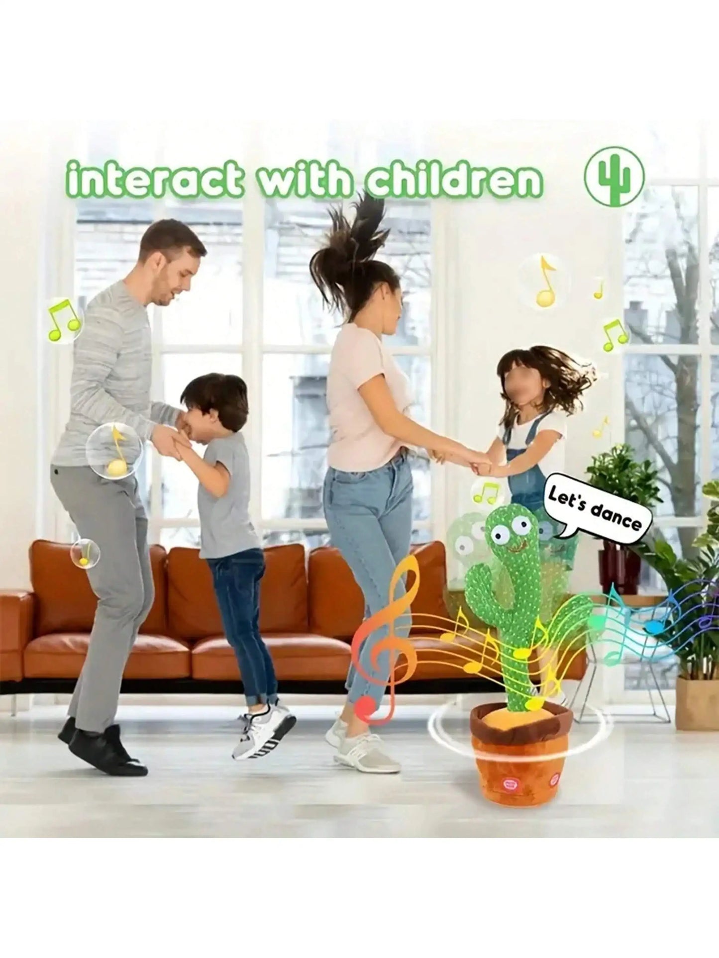 Cactus Parlante e Danzante - Giocattolo Interattivo per Bambini e Bambine, Canto, Ripetizione e Registrazione