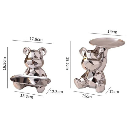Statua Orso Geometrico con Vassoio – Design Moderno, Salvadanaio- Accessori per la Casa