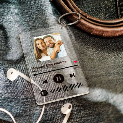 Portachiavi Personalizzato con Foto e Canzone - Targhetta Acrilica con Immagine e Nome Branco Musicale, Regalo Unico e Creativo