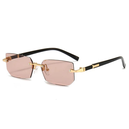 Occhiali da sole alla moda senza montatura da uomo e da donna, popolari occhiali da sole senza montatura da uomo e da donna, classici, quadrati, piccoli, estivi, da viaggio