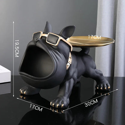 Portaoggetti Statua Decorativa Bulldog Resina 30cm Originale Soprammobile Animale per Casa, Ufficio o Regalo