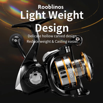 ROOBLINOS RY Mulinelli da spinning Mulinello da pesca in acqua salata e dolce Telaio in metallo ultraleggero Mulinelli da pesca lisci e resistenti ad alta velocità
