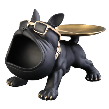 Portaoggetti Statua Decorativa Bulldog Resina 30cm Originale Soprammobile Animale per Casa, Ufficio o Regalo
