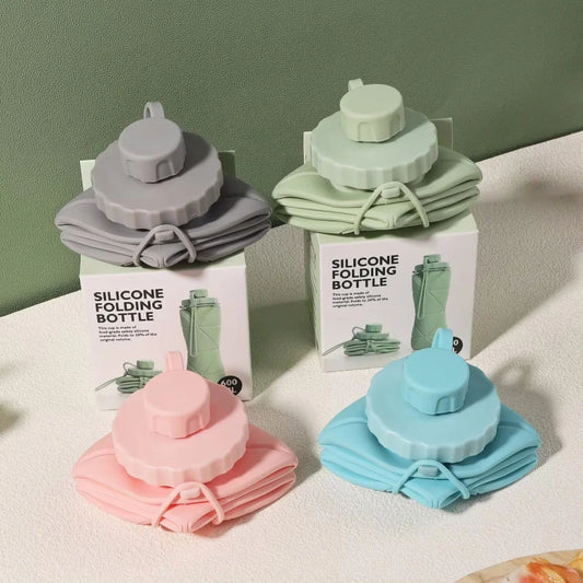 Bottiglia pieghevole in silicone da 600 ml per adulti, portatile, riutilizzabile, in plastica, per viaggi all'aperto, palestra