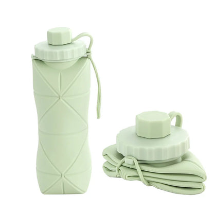 Bottiglia pieghevole in silicone da 600 ml per adulti, portatile, riutilizzabile, in plastica, per viaggi all'aperto, palestra