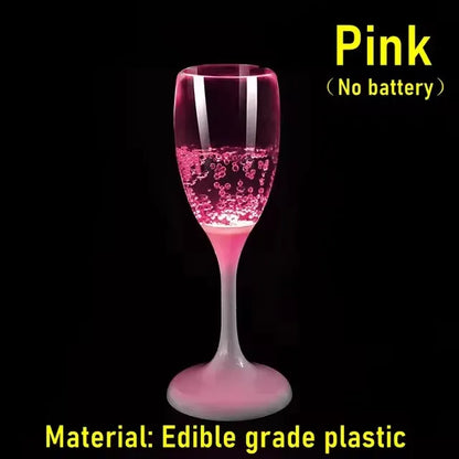 Bicchieri da vino e champagne con luci a LED, set da 6 bomboniere per adulti, bicchieri da champagne in plastica colorata che si illuminano