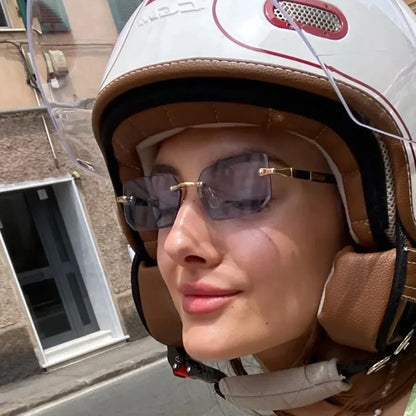 Occhiali da sole alla moda senza montatura da uomo e da donna, popolari occhiali da sole senza montatura da uomo e da donna, classici, quadrati, piccoli, estivi, da viaggio