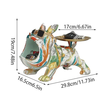 Bulldog Francese in Resina con Vassoio – Regalo Unico per Casa, Ufficio, Studio