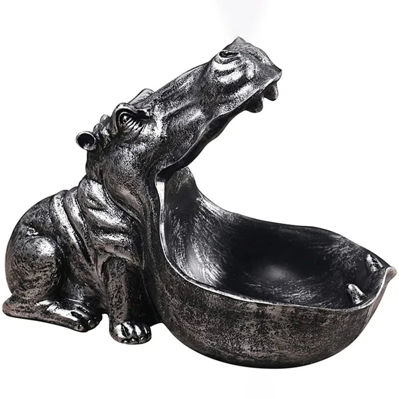 Statua Ippopotamo in Resina - Portaoggetti Decorativo per Casa e Ufficio, Regalo Originale