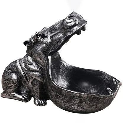 Statua Ippopotamo in Resina - Portaoggetti Decorativo per Casa e Ufficio, Regalo Originale