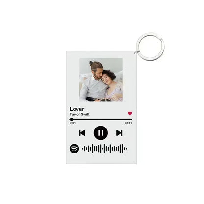 Portachiavi Personalizzato con Foto e Canzone - Targhetta Acrilica con Immagine e Nome Branco Musicale, Regalo Unico e Creativo