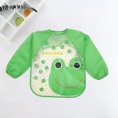 Bavaglini per Bambini 0-3 Anni - Bavaglini Impermeabili a Manica Lunga con Tasche, Design Colorato e Divertente per Pappa e Disegno