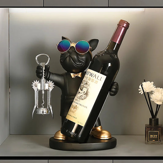 Elegante Portabottiglie French Bulldog Scultura Cane Origininale Idea Regalo