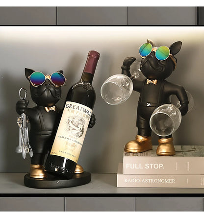 Elegante Portabottiglie French Bulldog Scultura Cane Origininale Idea Regalo