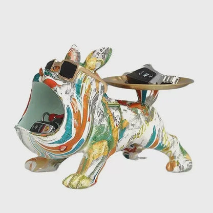 Bulldog Francese in Resina con Vassoio – Regalo Unico per Casa, Ufficio, Studio