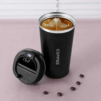 Tazza da caffè Thermos da 380/510 ml, in acciaio inox, con visualizzazione della temperatura, thermos, bottiglia d'acqua i ( con o senza corda portatile)