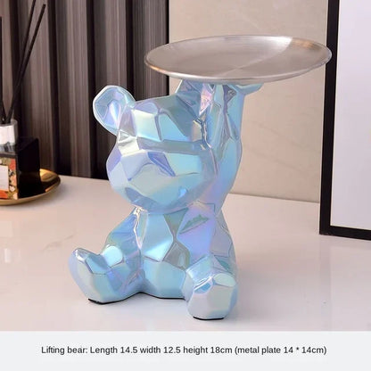 Statua Orso Geometrico con Vassoio – Design Moderno, Salvadanaio- Accessori per la Casa