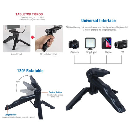 AY49 Kit per Vlogging per Smartphone + treppiede, supporto per telefono, microfono mini, luce LED fill light, ideale per TikTok, live streaming, video e YouTube