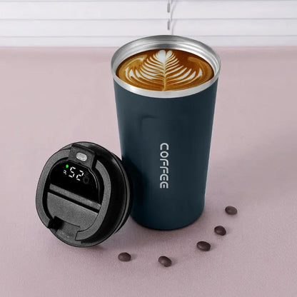 Tazza da caffè Thermos da 380/510 ml, in acciaio inox, con visualizzazione della temperatura, thermos, bottiglia d'acqua i ( con o senza corda portatile)