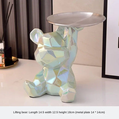 Statua Orso Geometrico con Vassoio – Design Moderno, Salvadanaio- Accessori per la Casa