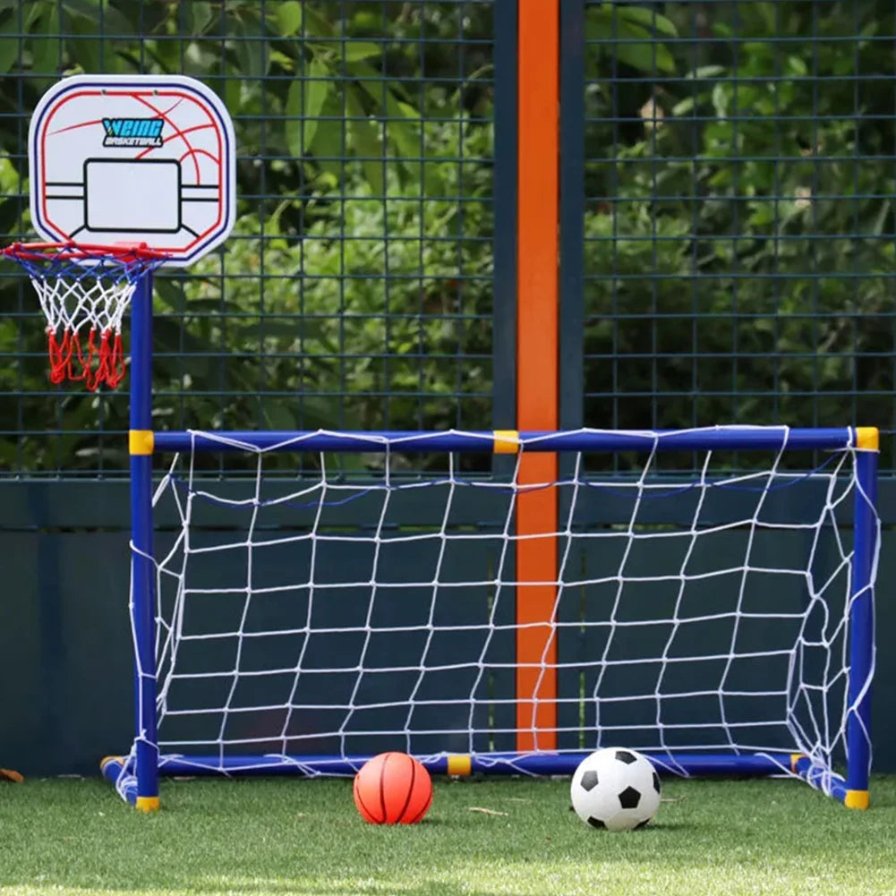 Porta da calcio per bambini staccabile, porta da calcio, set di pali per porta da calcio, giochi divertenti, giocattoli con supporto da basket.
