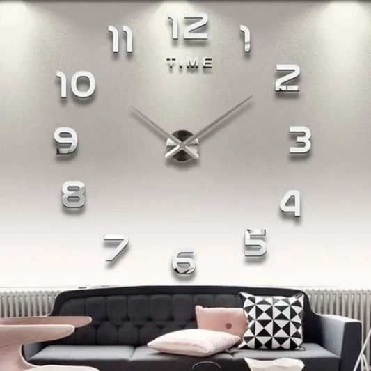 Orologio da parete 3D grande per camera da letto, orologio da parete 3D grande per soggiorno, orologio da parete in acrilico con specchio.