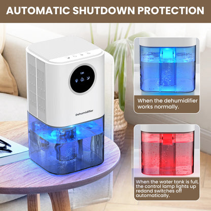 Deumidificatore portatile con capacità di 35 once, funzionamento silenzioso, con luci colorate romantiche, interruttore timer