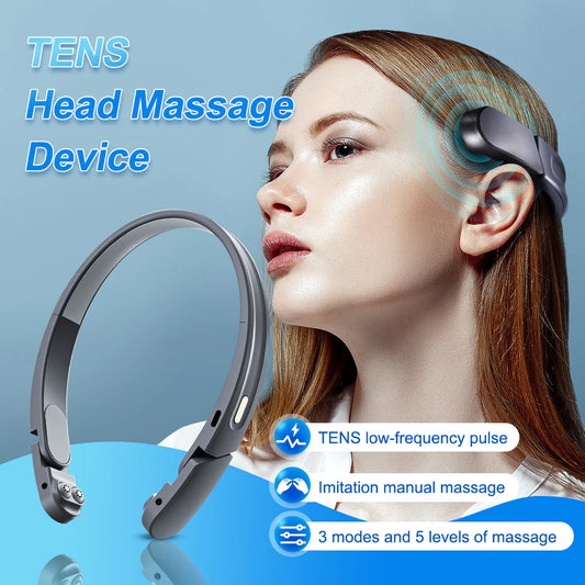 Massaggiatore elettrico per la testa EMS, sollievo dal mal di testa, stimolatore cerebrale, macchina per terapia, emicrania, insonnia, massaggiatore per alleviare il mal di testa