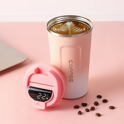 Tazza da caffè Thermos da 380/510 ml, in acciaio inox, con visualizzazione della temperatura, thermos, bottiglia d'acqua i ( con o senza corda portatile)