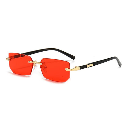Occhiali da sole alla moda senza montatura da uomo e da donna, popolari occhiali da sole senza montatura da uomo e da donna, classici, quadrati, piccoli, estivi, da viaggio