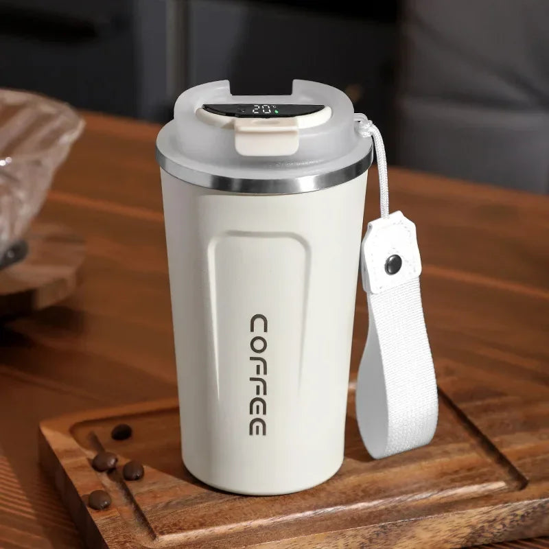 Tazza da caffè Thermos da 380/510 ml, in acciaio inox, con visualizzazione della temperatura, thermos, bottiglia d'acqua i ( con o senza corda portatile)