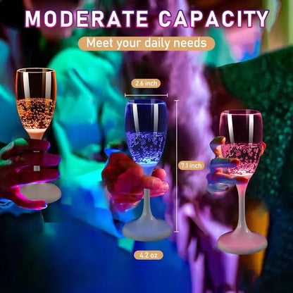 Bicchieri da vino e champagne con luci a LED, set da 6 bomboniere per adulti, bicchieri da champagne in plastica colorata che si illuminano