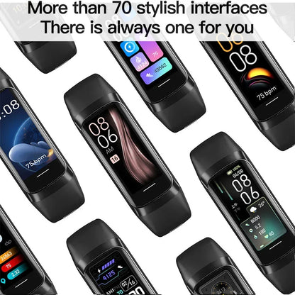 Orologio intelligente da uomo e da donna, braccialetto intelligente da polso da 1,1 pollici AMOLED, frequenza cardiaca, impermeabile, temperatura corporea, fitness tracker