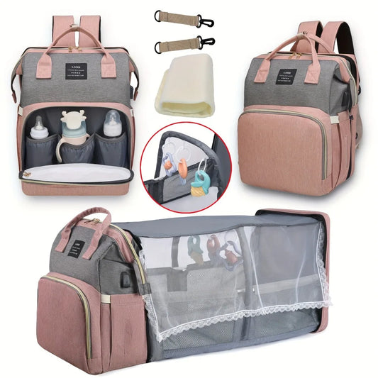 Mommy Bag Leggera e Portatile Culletta Pieghevole e Zaino Maternità per Viaggi con Grande Capacità