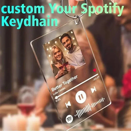 Portachiavi Personalizzato con Foto e Canzone - Targhetta Acrilica con Immagine e Nome Branco Musicale, Regalo Unico e Creativo