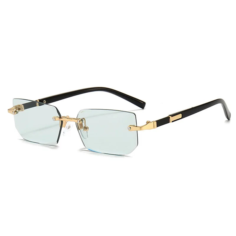 Occhiali da sole alla moda senza montatura da uomo e da donna, popolari occhiali da sole senza montatura da uomo e da donna, classici, quadrati, piccoli, estivi, da viaggio