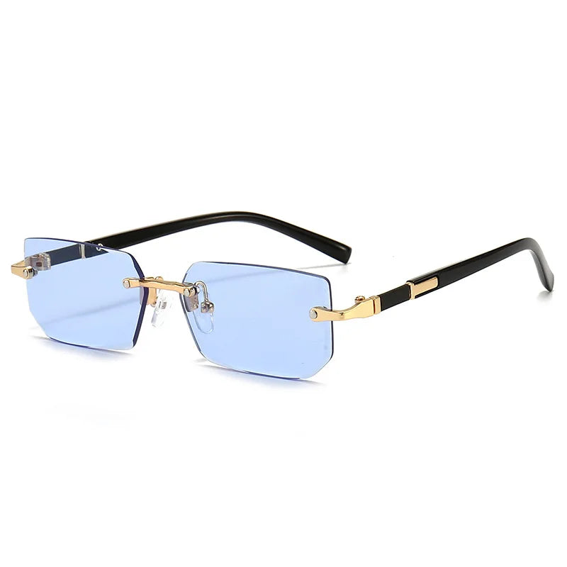 Occhiali da sole alla moda senza montatura da uomo e da donna, popolari occhiali da sole senza montatura da uomo e da donna, classici, quadrati, piccoli, estivi, da viaggio