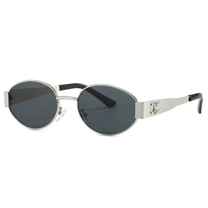 Nuovi occhiali da sole ovali nuovi di frontiera incrociati, stile caldo, lenti piccole, occhiali da sole rotondi in metallo alla moda per uomini e donne