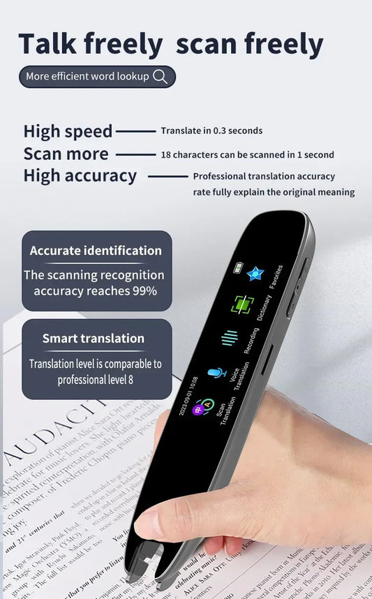 Penna Traduttore con Schermo Touch, Wi-Fi/Hotspot, Funzione Offline - Scansione, Traduzione Vocale e Fotografica in 112 Lingue
