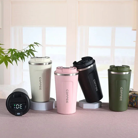 Tazza da caffè Thermos da 380/510 ml, in acciaio inox, con visualizzazione della temperatura, thermos, bottiglia d'acqua i ( con o senza corda portatile)