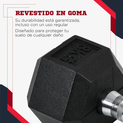 Set di manubri HOMCOM da 6 kg con barra di collegamento in metallo e testa esagonale, peso totale di 12 kg, per allenamento in casa, palestra, ufficio, nero e argento