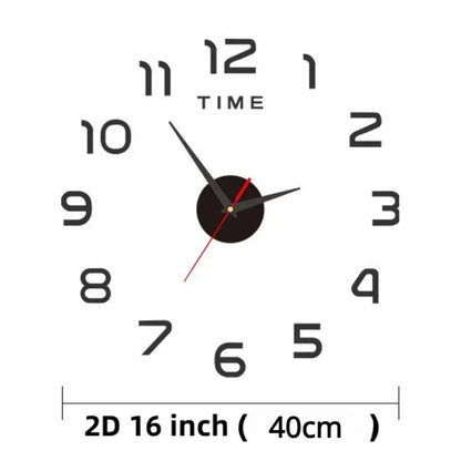 Orologio da parete 3D grande per camera da letto, orologio da parete 3D grande per soggiorno, orologio da parete in acrilico con specchio.