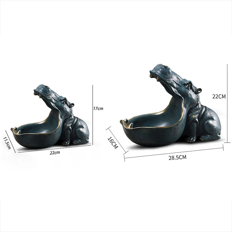 Statua Ippopotamo in Resina - Portaoggetti Decorativo per Casa e Ufficio, Regalo Originale