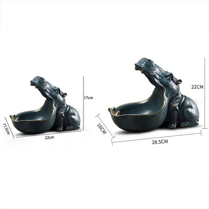 Statua Ippopotamo in Resina - Portaoggetti Decorativo per Casa e Ufficio, Regalo Originale